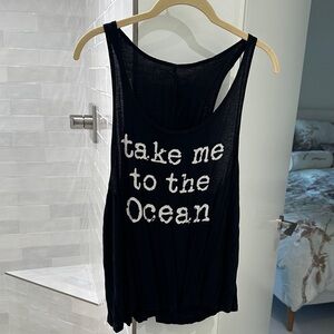 Black Oversized Graphic Tank Top O/S